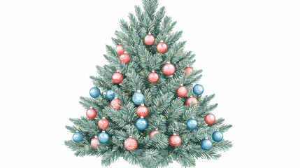 Lush Christmas Tree Decorated with Colorful Ornaments in Pink and Blue Shades for Holiday Celebrations