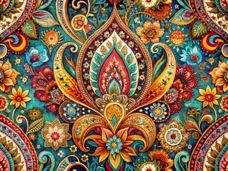 Digital Textile Print Design: Paisley, Abstract, Vintage Rug Motif