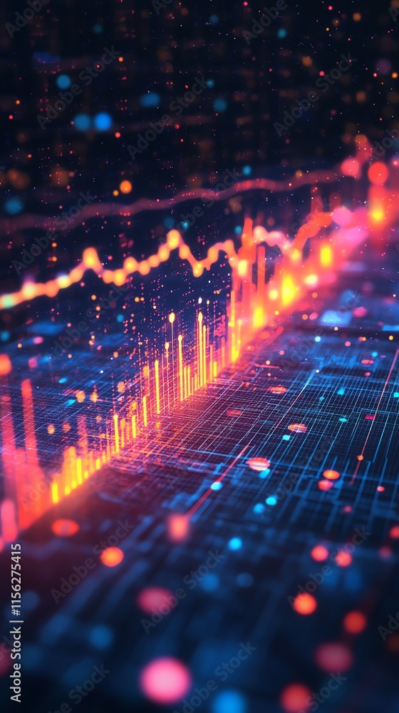 Poster A vibrant digital visualization of data trends and analytics.