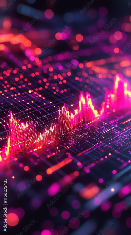 Poster A vibrant digital representation of data trends and analytics in a futuristic style.