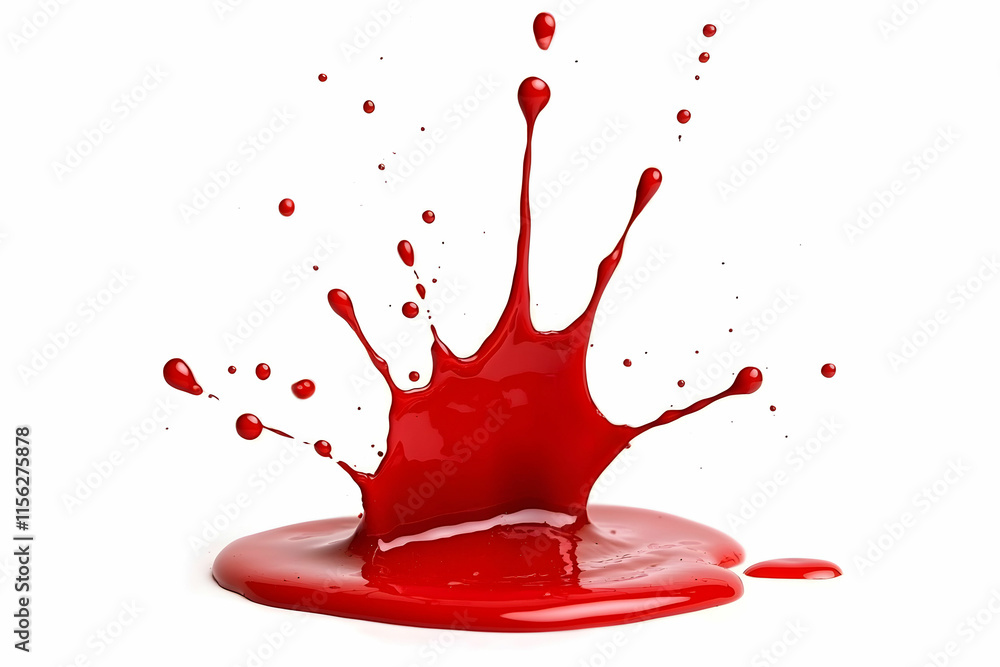 Aufkleber vibrant red paint splash with dynamic movement on clean white background for creative use