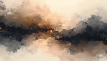 Obraz premium Dynamic Brush Stroke Layers with Faded Beige and Smoky Charcoal