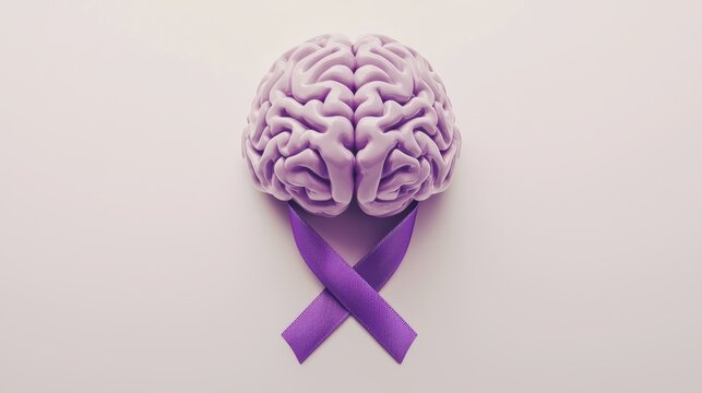 Brain Awareness: Purple Ribbon Symbol for Epilepsy and Brain Disorders