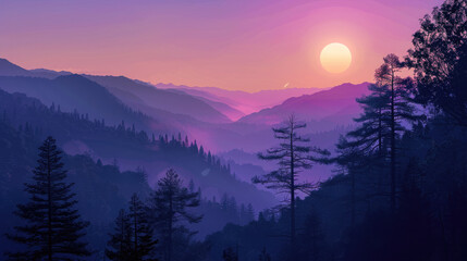 sunset in the mountains