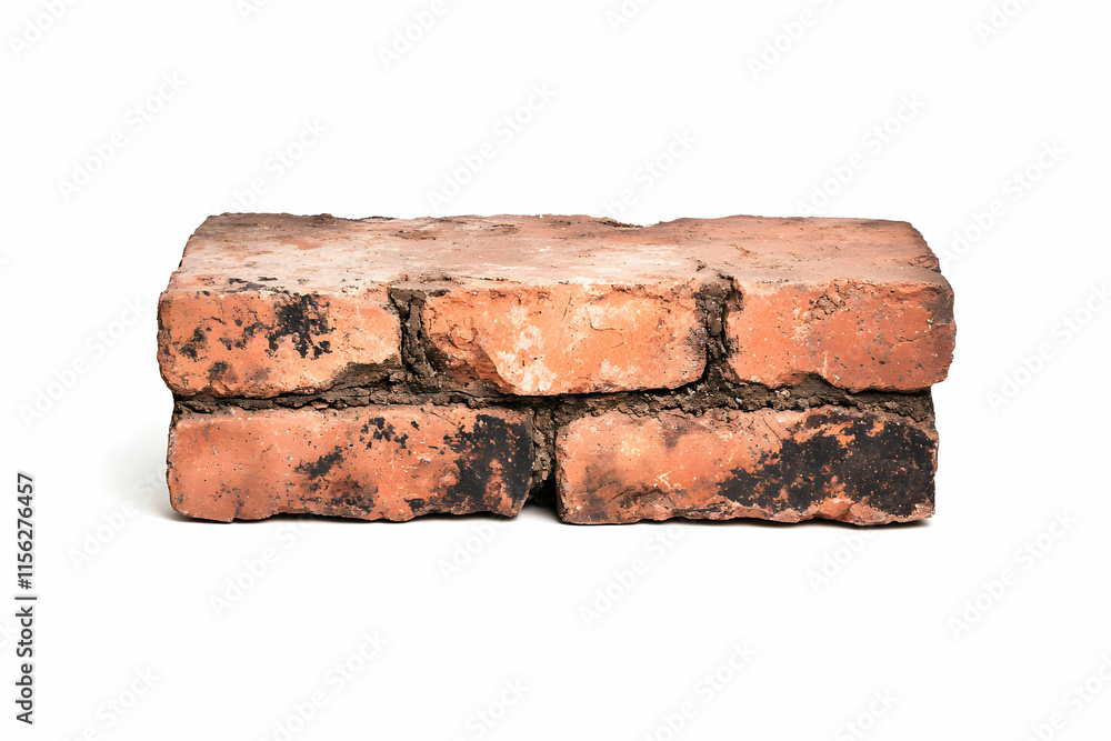 Poster rustic red brick piece with textured surface ideal for construction and design projects