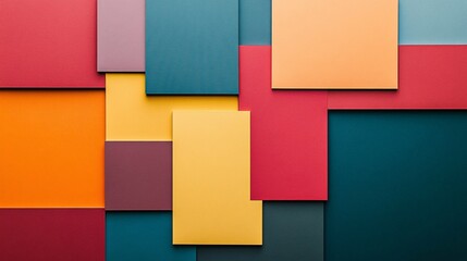 Colorful Geometric Composition of Overlapping Rectangles and Squares in Various Shades and Textures for Artistic and Creative Background Design