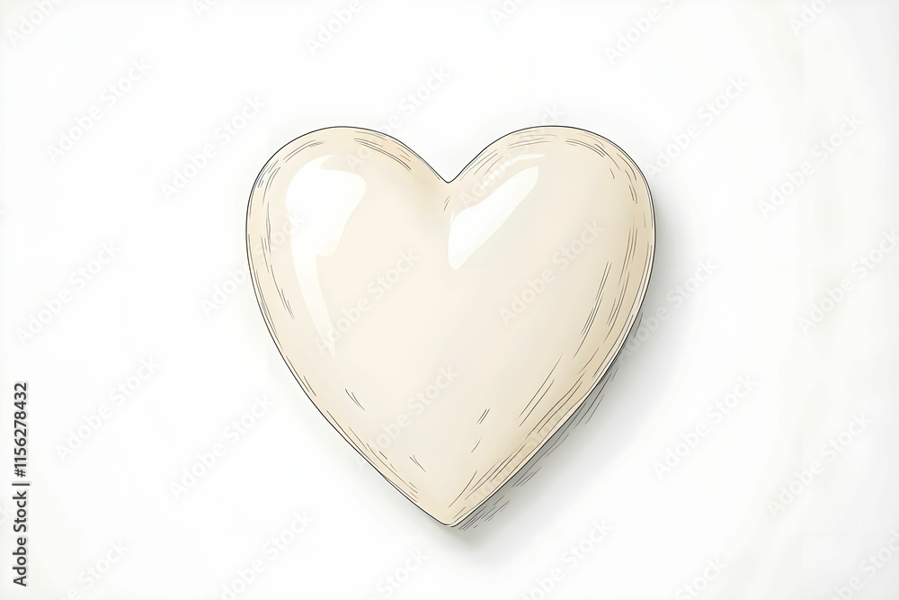 Poster elegant cream heart shape with subtle texture on light background for romantic and artistic themes