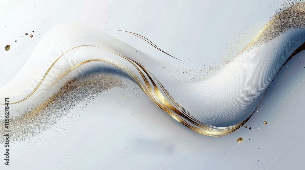 Poster elegant wave pattern with soft blue background and golden accents for abstract design themes and art