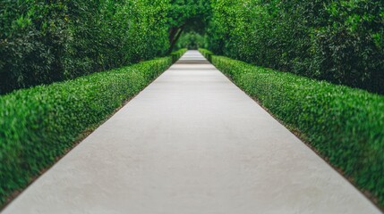 Obraz premium Green tree idea. A serene pathway flanked by lush greenery, inviting calm and peaceful strolls.