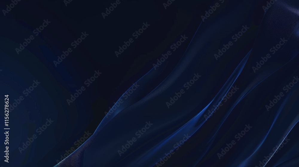 Poster a flowing dark blue fabric, creating a smooth and elegant visual texture.