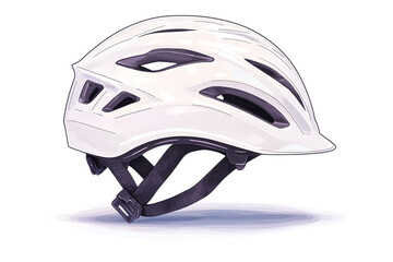 Fototapeta premium White Bicycle Helmet Side View with Straps for Safety and Protection in Urban Cycling and Outdoor Activities