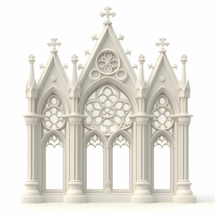 Obraz premium Intricate White Gothic Architecture with Arched Windows and Ornate Details for Artistic or Architectural Projects