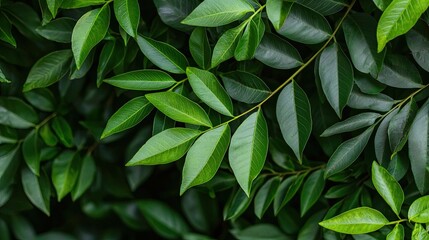 Green tree idea. Close-up of lush green leaves showcasing vibrant natural beauty and texture.