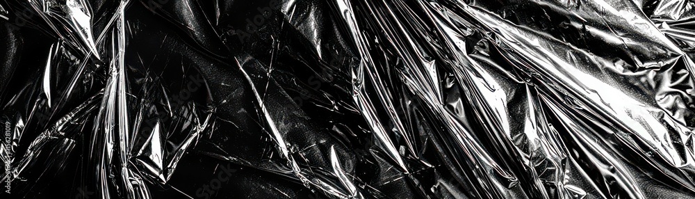 Poster black plastic texture background for artistic and graphic design, glossy and shiny surface with wrin