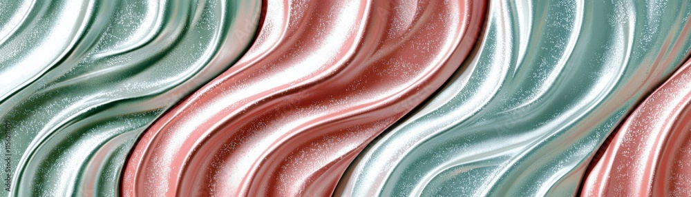 Poster abstract fluid art with soft waves and flowing textures in pastel colors of green and pink for creat