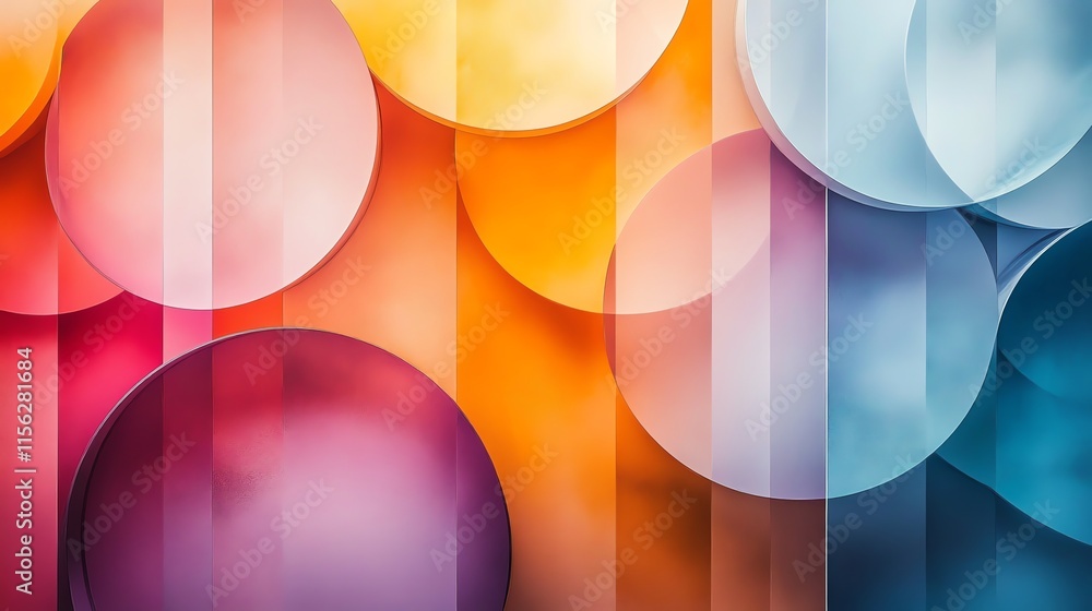 Poster A vibrant abstract composition featuring colorful circles and gradients.