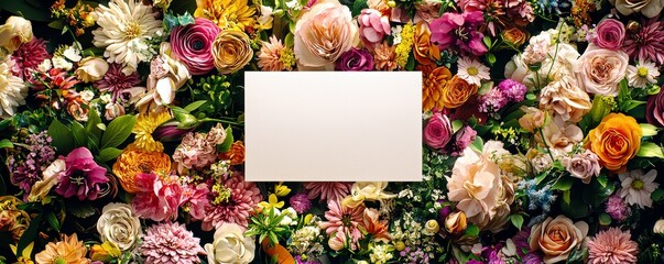 Colorful Floral Background with Blank Space for Text, Ideal for Invitations, Cards, or Promotional Material on a Bright, Lively Setting