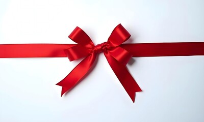 red ribbon tied into a neat bow on a plain white background