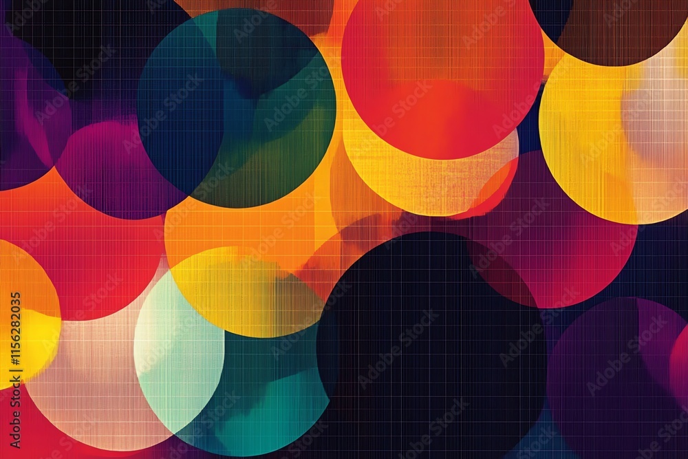 Aufkleber A vibrant composition of overlapping circles in various colors and transparencies.