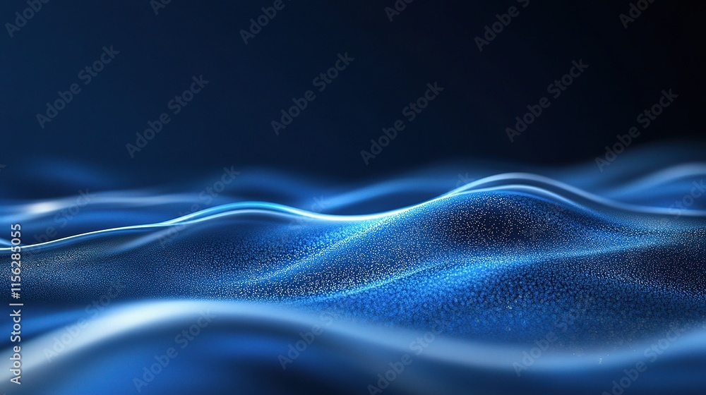 Poster dynamic abstract blue technology background with fluid waves