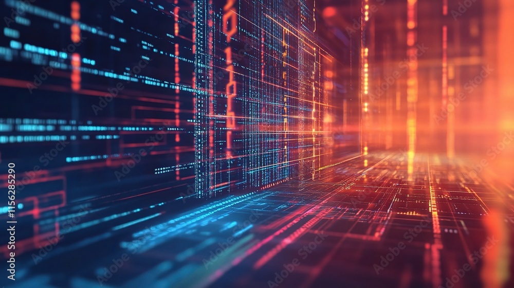 Aufkleber abstract digital background with big data wave and line concept