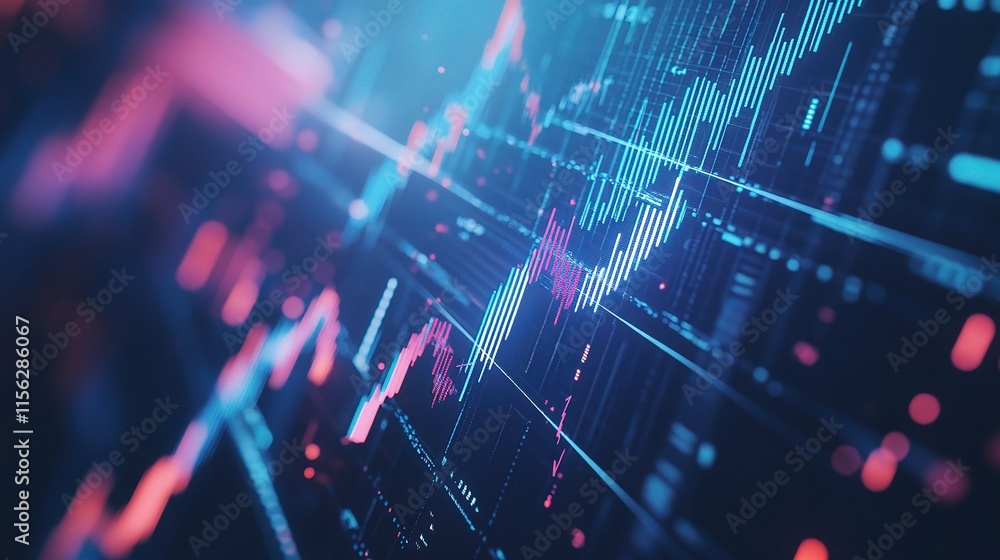 Poster abstract financial graph with uptrend line and arrows display