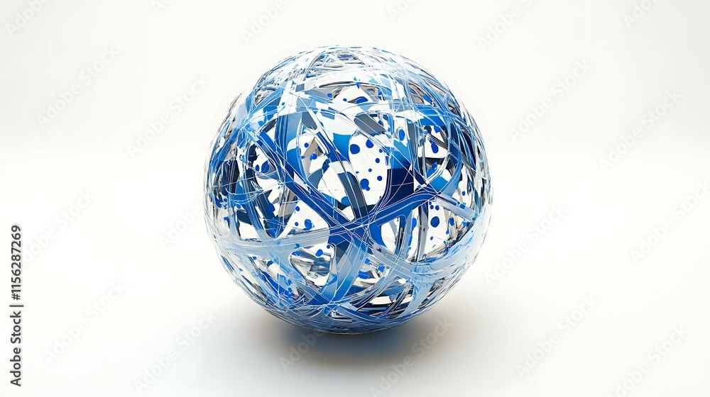 Poster abstract rendering of sphere with polygon mesh. futuristic background.