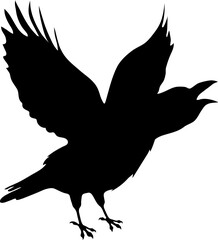 Bird Raven Crow Black Silhouette for Icon.