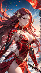 Fototapeta premium Crimson Warrior Princess