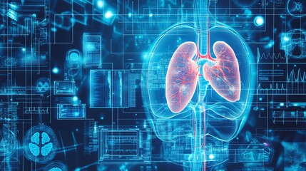 Fototapeta premium Detailed illustration of Endocrine System in a modern medical setting showcasing essential practices--ar 16:9