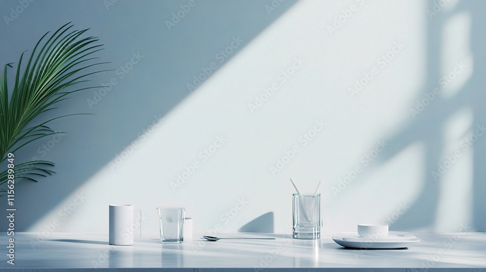 Poster minimalist business table setup with clean lines and natural light