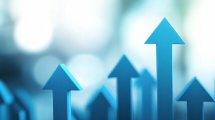 Set of Blue Arrows Pointing Upwards and Sideways in Abstract Design