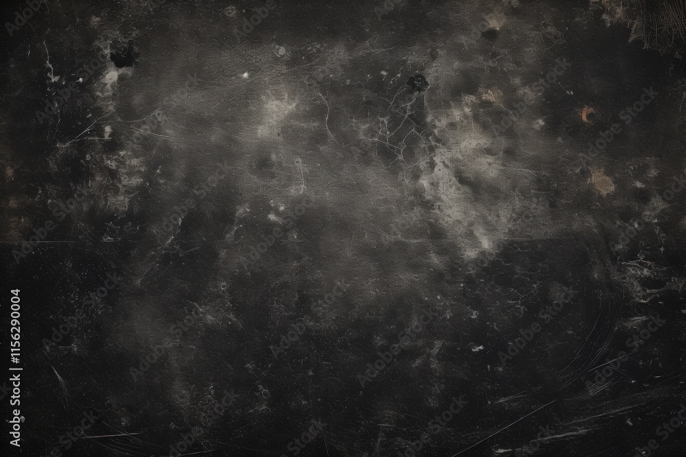 Poster detailed analysis of a textured black surface with dust scratches and unique design elements for cre