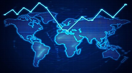 Global network graph showing fluctuating growth across continents.