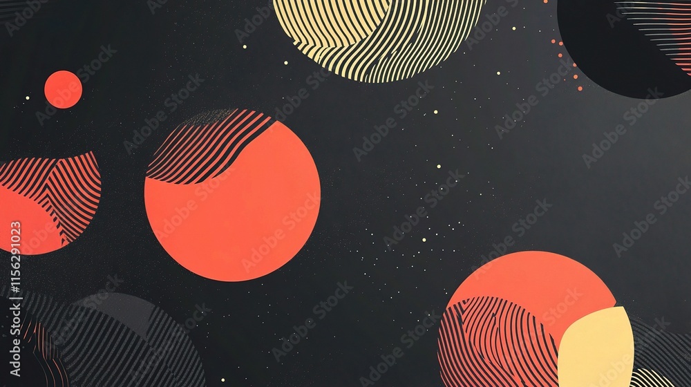Poster black abstract geometric illustration with layered shapes and patterns