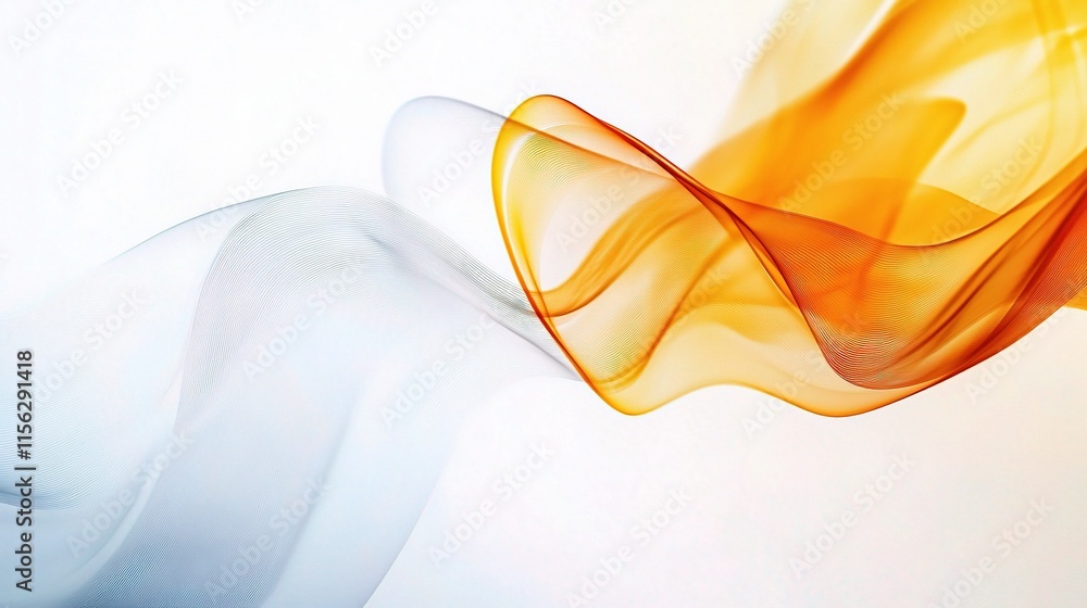 Poster abstract flowing lines in business background with orange waves