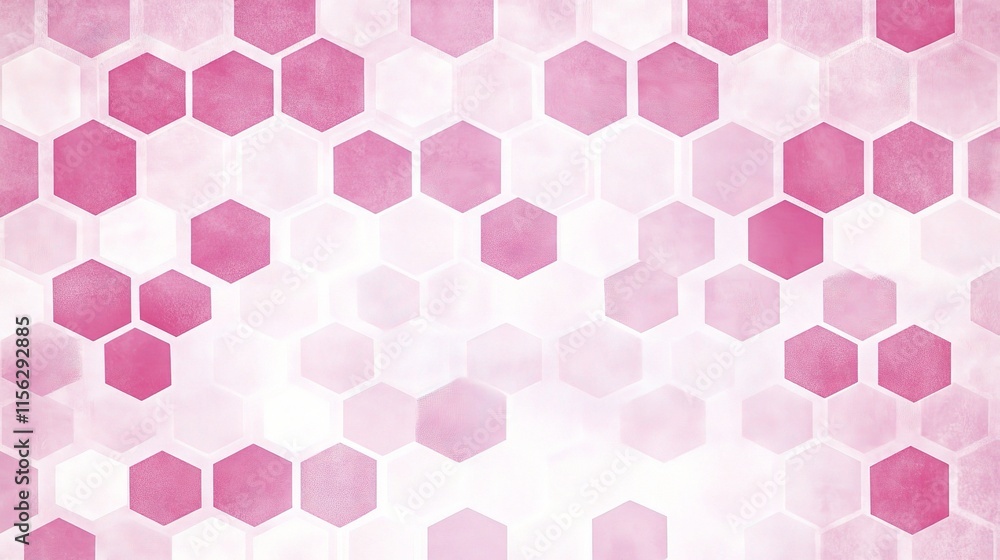 Poster abstract pink hexagon pattern on white background for design projects