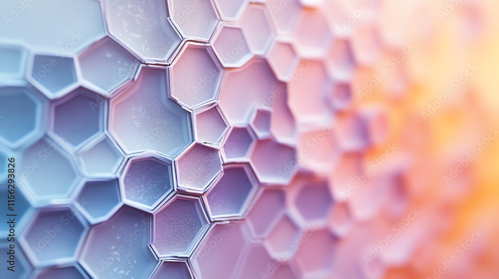 Poster abstract hexagonal pattern with gradient colors, creating a visually appealing texture.