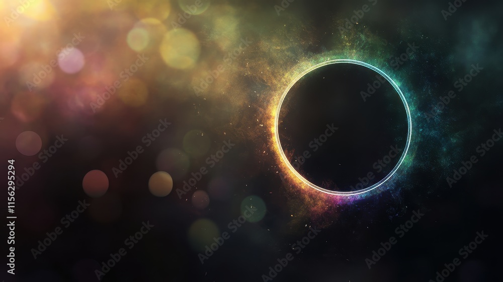 Poster abstract cosmic circle glowing nebula background with empty space for text or logo design