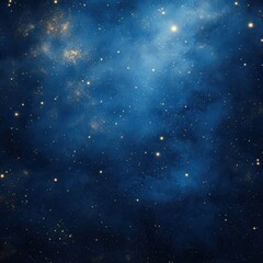 Obraz premium Majestic Night Sky Dark Blue Galaxy Background with Sparkling Stars and Nebulae - Celestial Space Image