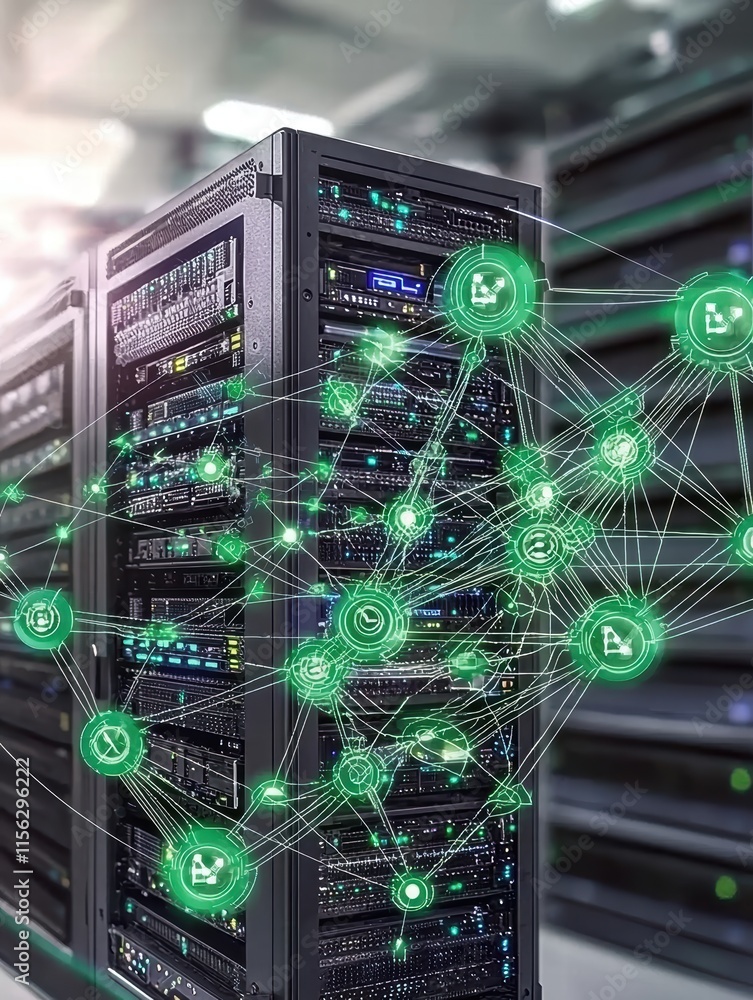 Poster advanced server technology with data connectivity and network visualization