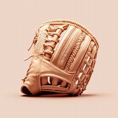 Vintage Leather Baseball Glove Isolated on Neutral Background