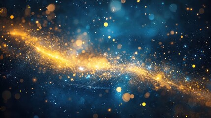 Abstract Blue and Gold Glitter Background Sparkling Stardust Texture for Festive Designs, Cards, and Websites.