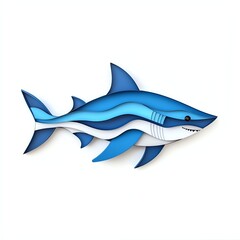 Obraz premium A stylized illustration of a blue shark, featuring smooth curves and a vibrant color palette, representing marine life in a playful design.