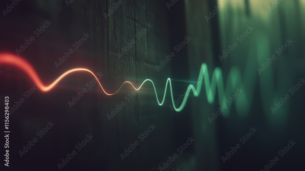 Poster abstract sound wave visualization in vibrant colors and soft focus