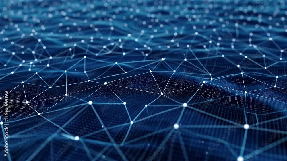 Aufkleber abstract digital network with glowing connections on dark background and dots