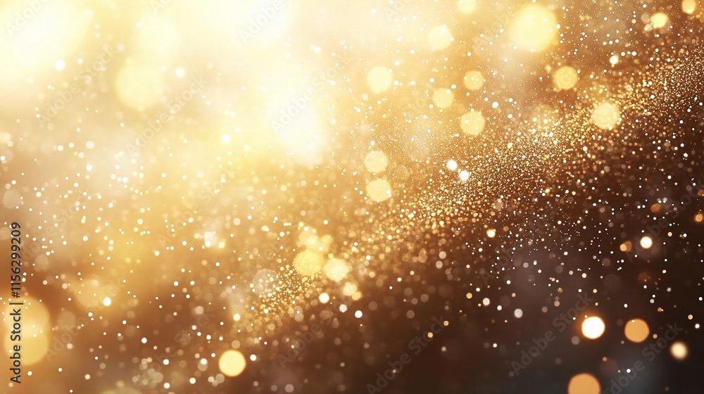 Poster bright white particles on glittering background with bokeh effect