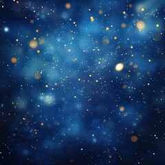 Obraz premium Deep Blue Abstract Background with Golden and Silver Glittering Lights, Festive Sparkling Texture for Holiday Designs and Celebrations