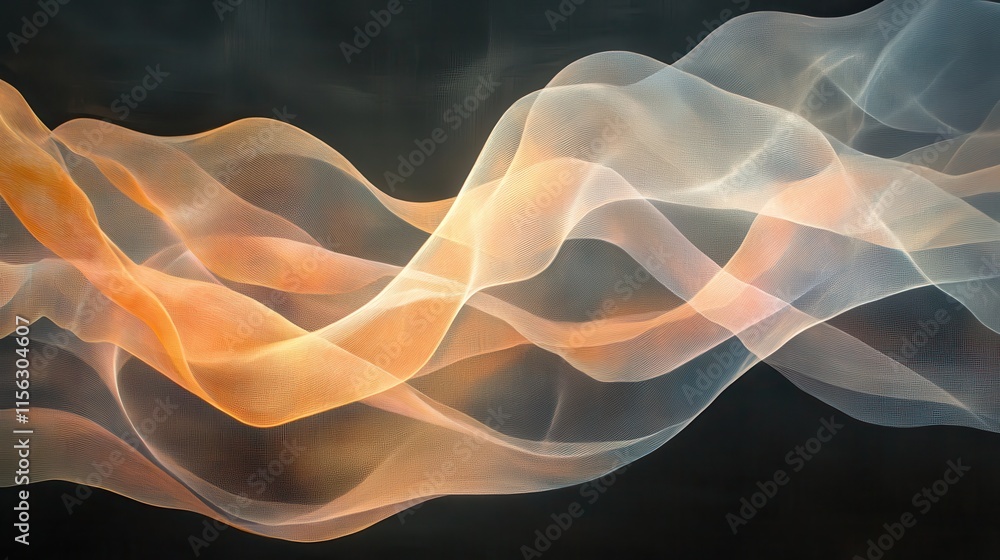 Poster abstract orange and white wave pattern elegant flowing fabric texture background for design