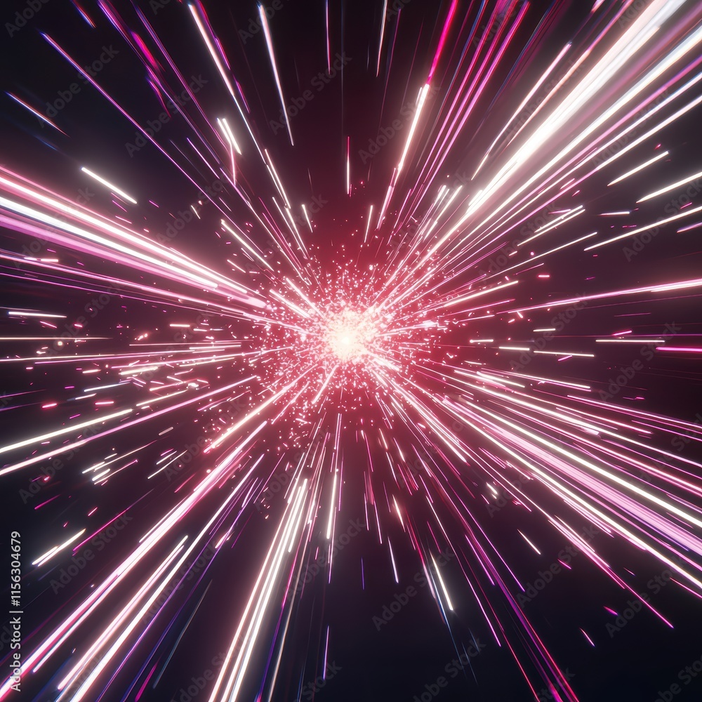 Poster vibrant explosion of light with colorful rays and sparkles